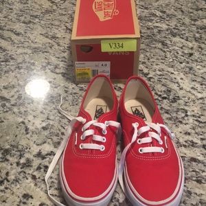Almost New Sz. 4 Red Kids Vans w/ box